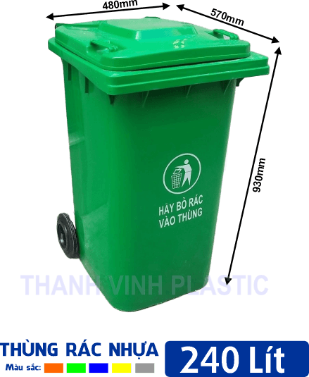 KÍCH THƯỚC THÙNG RÁC 240 LÍT