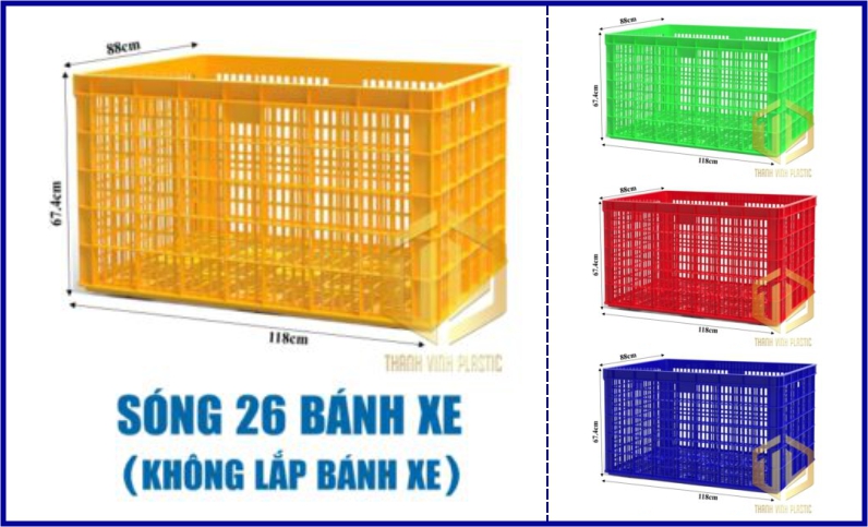 Sóng nhựa hở 26 bánh xe