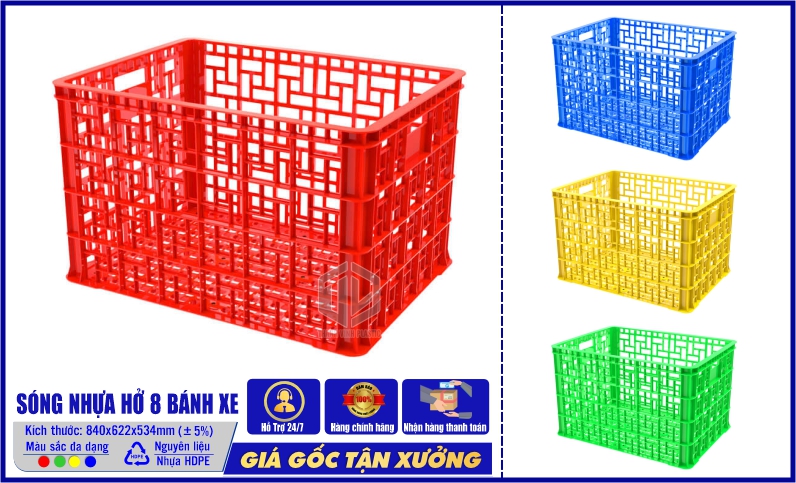 Sóng nhựa hở 8 bánh xe