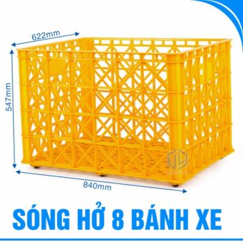 Sóng hở 5T4 (Sóng nhựa hở 8 bánh xe) màu vàng