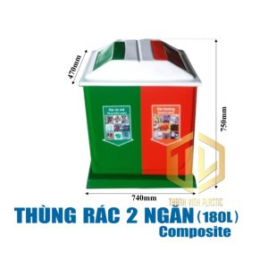thùng rác phân loại 2 ngăn 180 lít