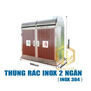 thung rac 2 ngan inox 304