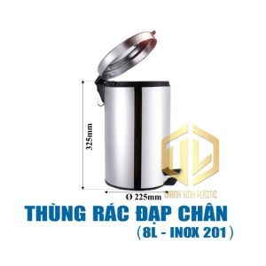 Thùng rác đạp chân 8 lít - inox 201