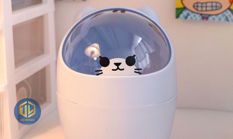 Thùng rác mini cute nắp lật hình gấu