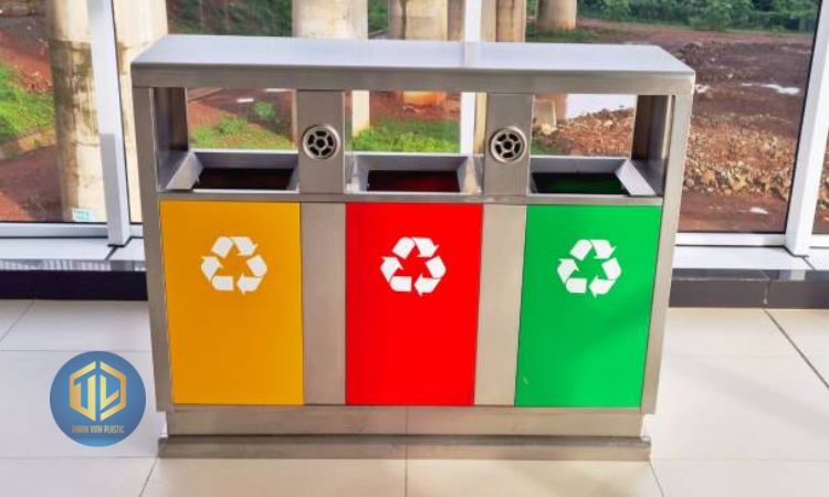 Thùng rác thép phun sơn tĩnh điện