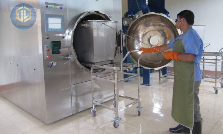 Nồi hấp xử lý rác bằng công nghệ nhiệt ướt