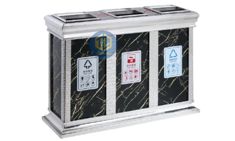 Thùng rác inox đá hoa cương 3 ngăn