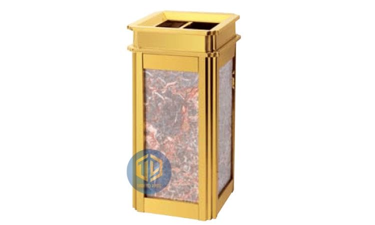 Thùng rác inox vàng giả đá hoa cương