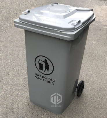 Thùng rác nhựa 120L màu xám