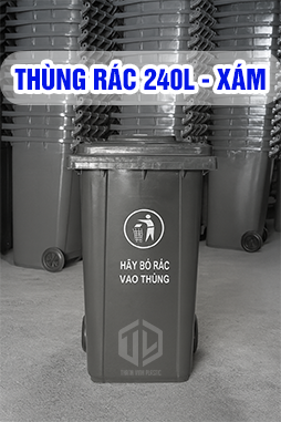 Ứng dụng thùng rác nhựa 240L màu xám