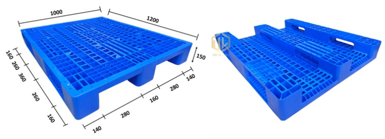 Pallet nhựa 1200x1000x150mm - pallet 3 chân