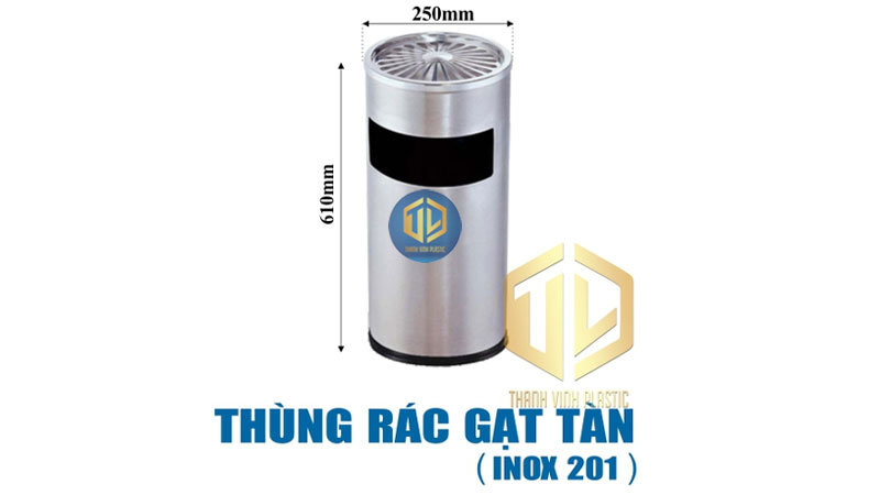 Thùng rác gạt tàn - inox 201