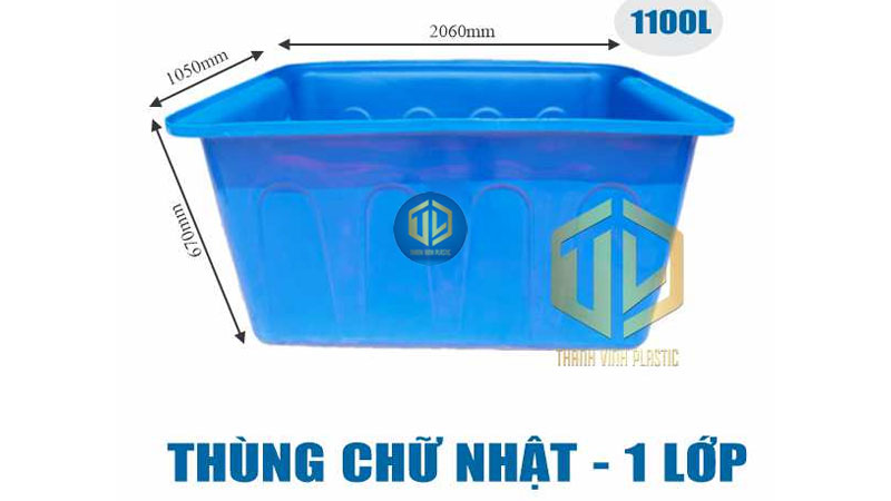 Thùng nhựa chữ nhật 1100L