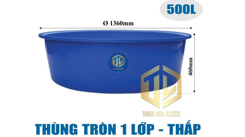 Thùng nhựa tròn 500l