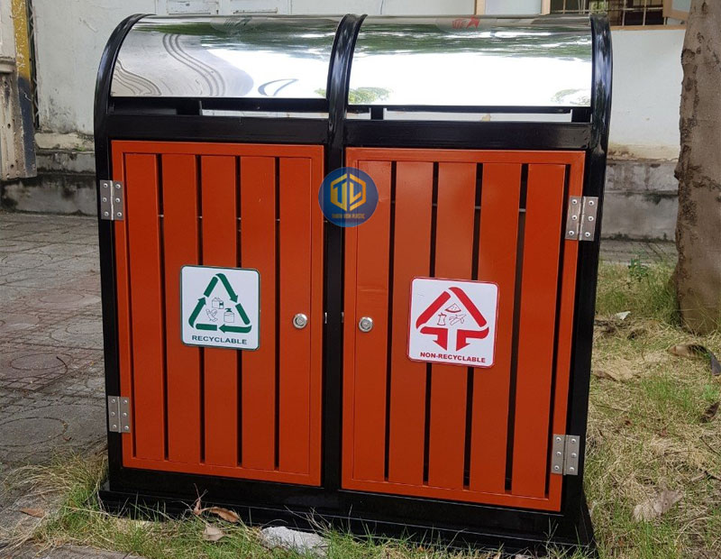 Thùng rác inox 2 ngăn.