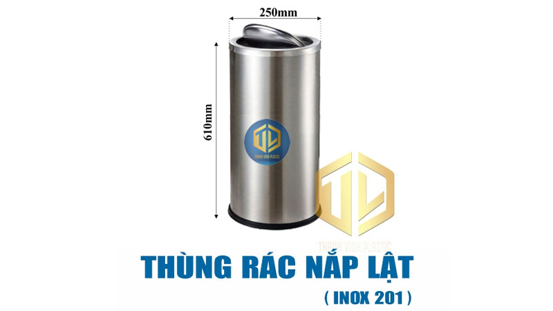 Thùng rác inox nắp lật