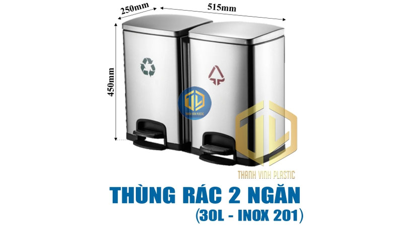 Thùng rác inox nhiều ngăn.