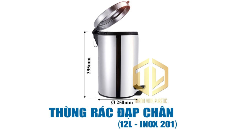 Thùng rác inox đạp chân 12 lít