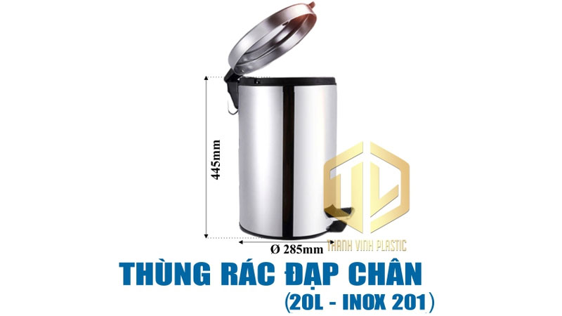 Thùng rác inox đạp chân 20 lít