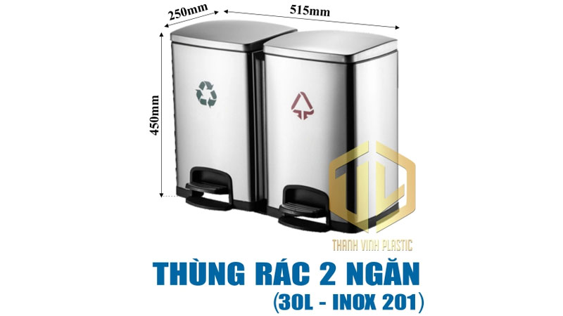 Thùng rác inox đạp chân 30 lít