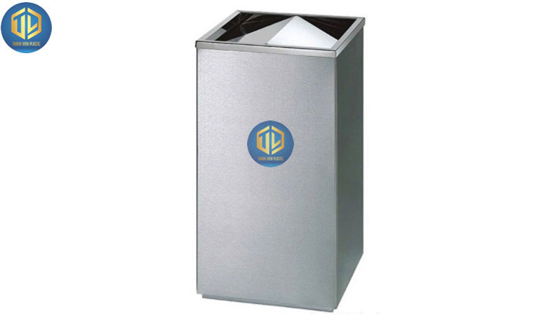 Thùng rác inox vuông nắp lật