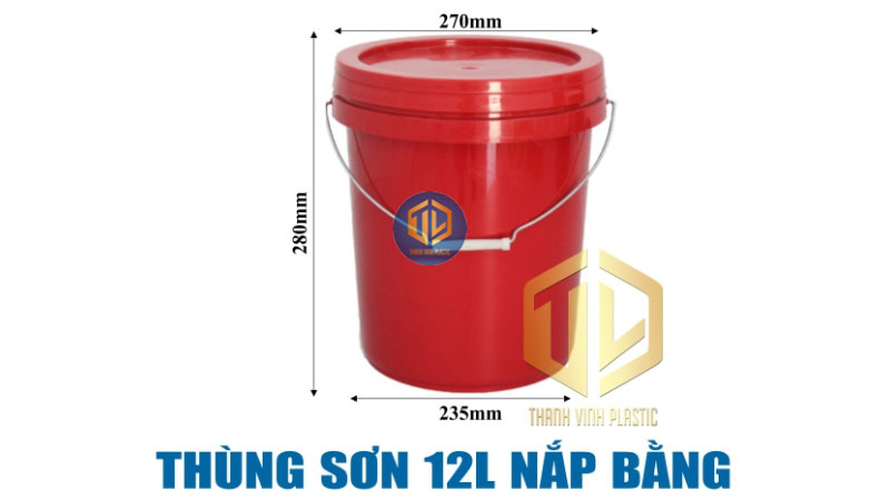 Thùng sơn 12 lít nắp bằng.