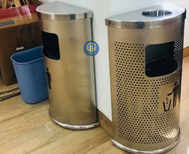 Thùng rác gạt tàn inox dạng bán nguyệt