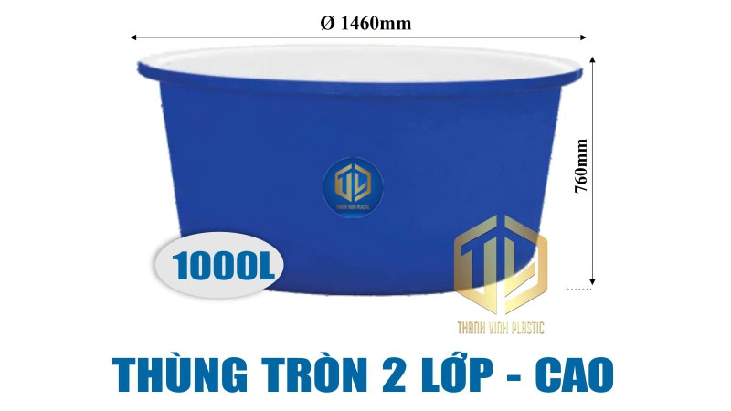Thùng nhựa tròn 2 lớp 1000L