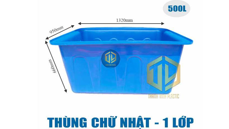 Thùng nhựa chữ nhật 500L
