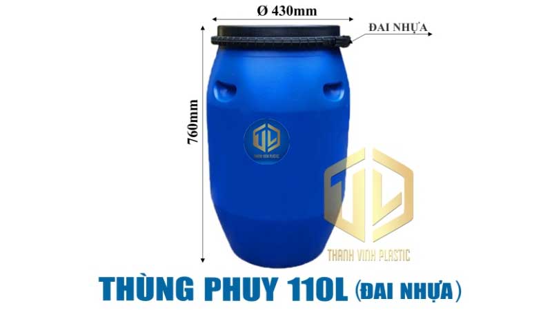 Thùng phuy 110 lít (đai nhựa)