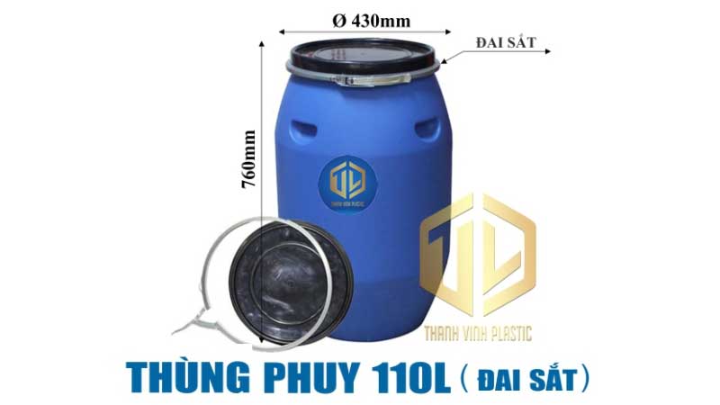 Thùng phuy 110 lít (đai sắt)