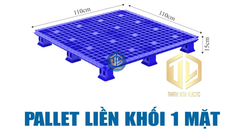 Pallet nhựa 1100x1100x150mm có tải trọng khác nhau tùy chất liệu