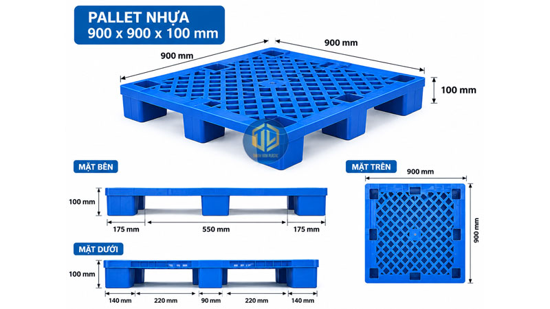 Pallet nhựa 900 x 900 x 100 mm