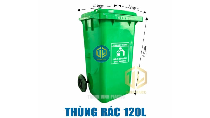 Thùng rác 120L có bánh xe