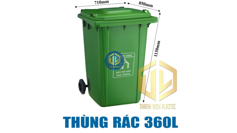 Thùng rác 360L có bánh xe