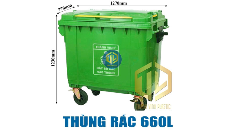 Nhóm thùng rác 660L có bánh xe
