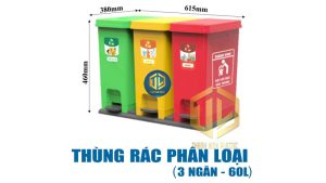 Thùng rác phân loại 3 ngăn